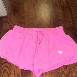 Luogongzi pink flowy running shorts